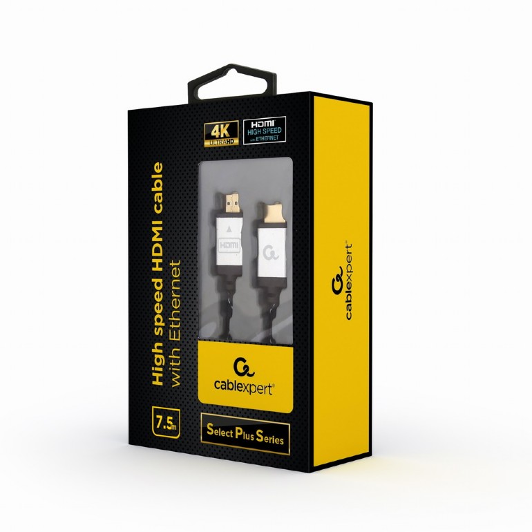 Cable HDMI GMB CCB-HDMIL-7.5M, 7.5m, male-male, Select Plus Series, High speed HDMI cable with Ethernet, Supports 4K UHD resolutions at 60 Hz, Durable nylon braiding and premium style connectors photo 3