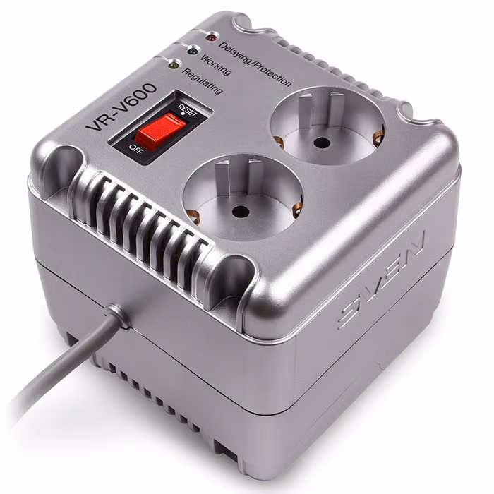 Стабилизатор SVEN VR-V600 / 200W / 2x Schuko outlets / Silver 