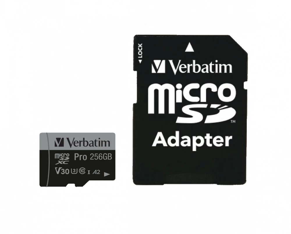 Card de memorie microSD 256GB Verbatim Pro U3, 90MB/s, + SD Adapter