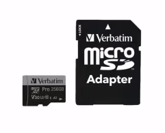 Карта памяти microSD 256GB Verbatim Pro U3, 90MB/s, + SD Adapter