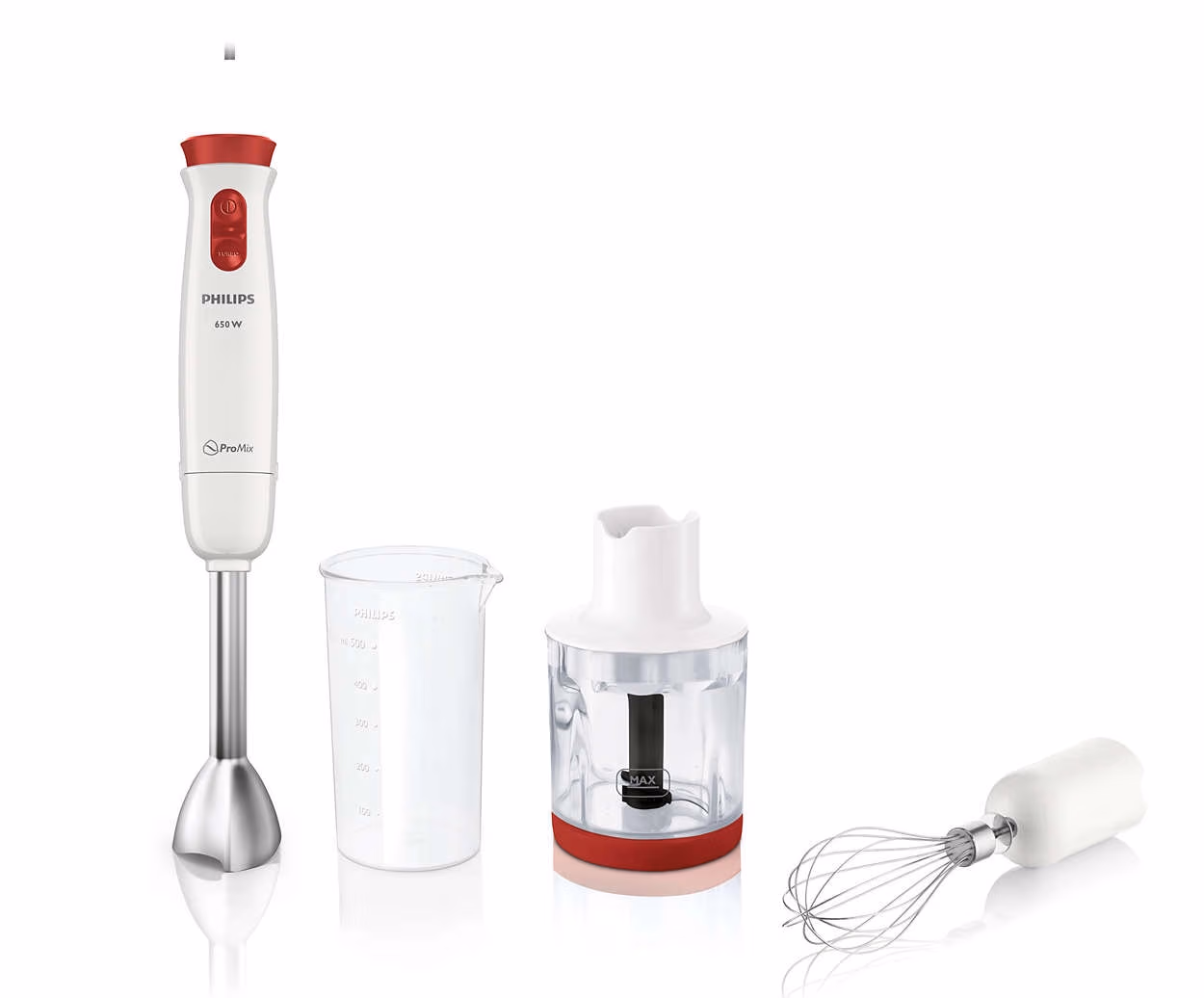Blender Philips HR1627, 650 W, 2 trepte viteza, Alb cu rosu 