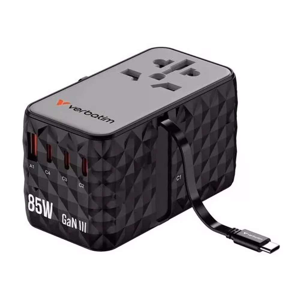 Adaptor USB Type-C - USB Type-A Verbatim GaN III Universal Travel 85W  VER_32127