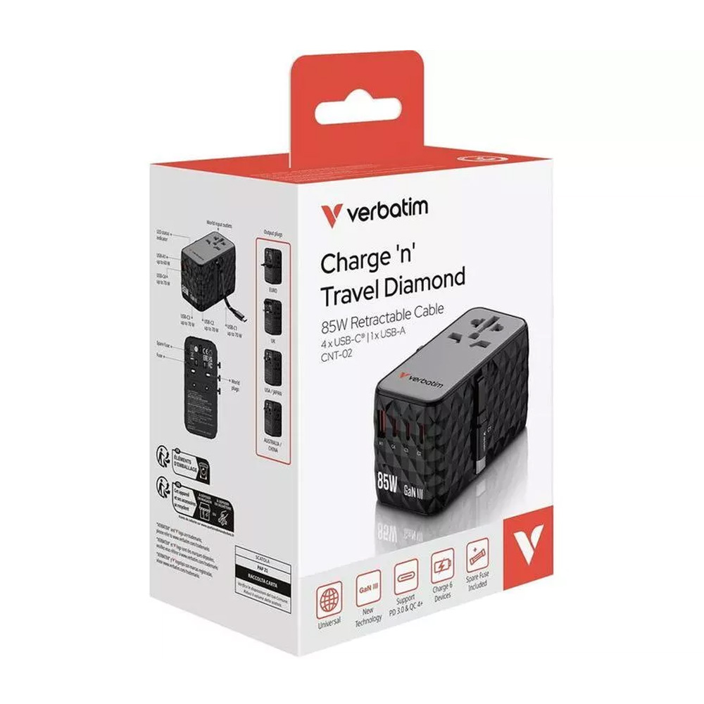 Adaptor USB Type-C - USB Type-A Verbatim GaN III Universal Travel 85W  VER_32127 photo 5