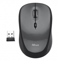 Trust Yvi Wireless Mouse - Black, 8m 2.4GHz, Micro receiver, 800-1600 dpi, 4 button, Rubber sides for comfort and grip, USB thumbnav 1