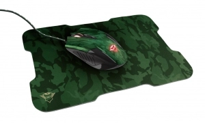 Trust Gaming GXT 781 Rixa Camo Mouse & Mouse Pad, 800 - 3200 dpi, 6 Responsive buttons, LED illumination with breathing effect in 4 colours, 1,8 m USB, Camouflage