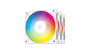 120mm Case Fan - DEEPCOOL "FC120 WHITE- 3 IN 1", 3x A-RGB LED Fans, 120x120x25 mm, 500~1800 RPM±10%, 61.91 CFM, <28 dB(A), 4-pin PWM, Hydro Bearing, 3-pin(+5V-D-G), White thumbnav 1