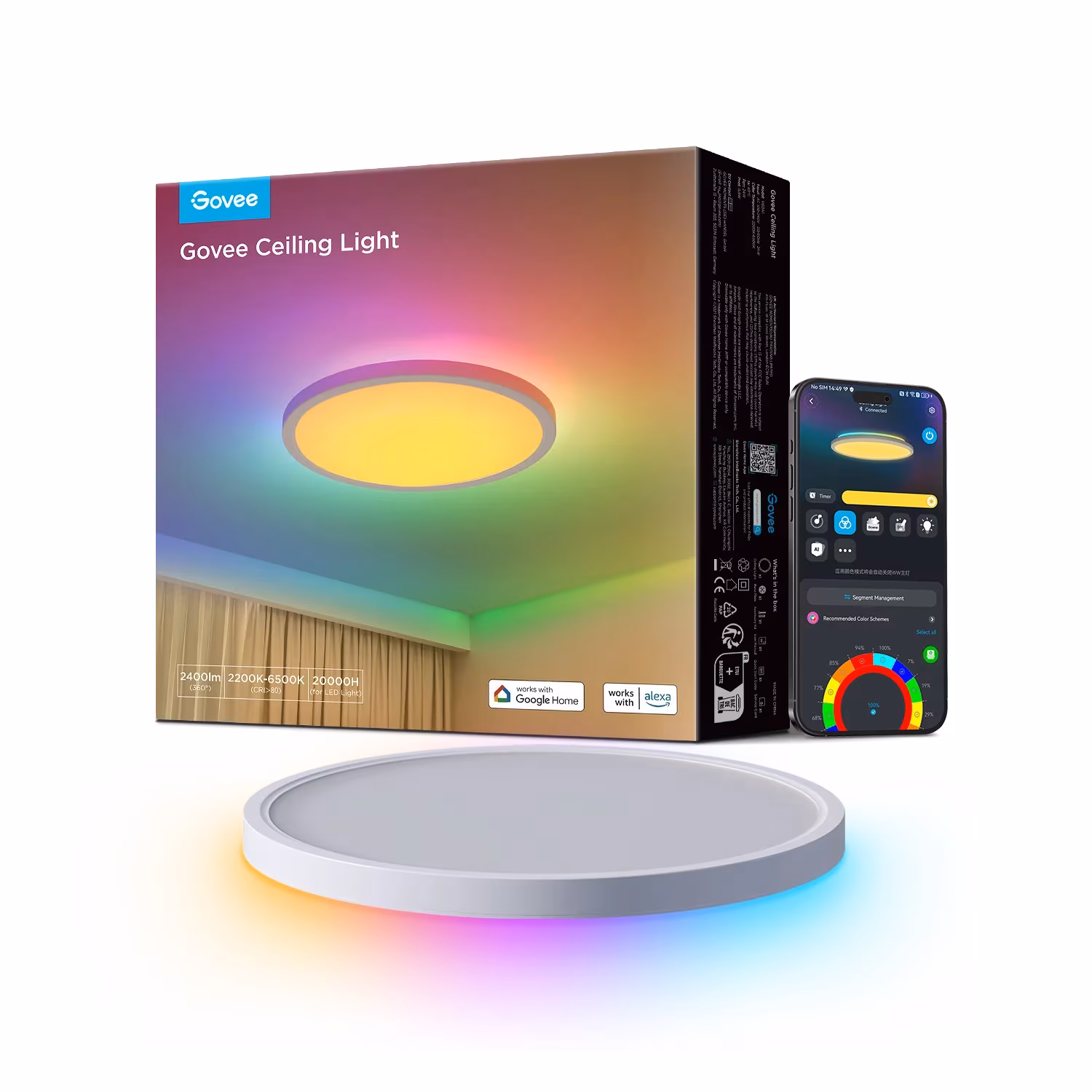 Lampa inteligenta de tavan GOVEE Round 15” RGBWW + RGBIC