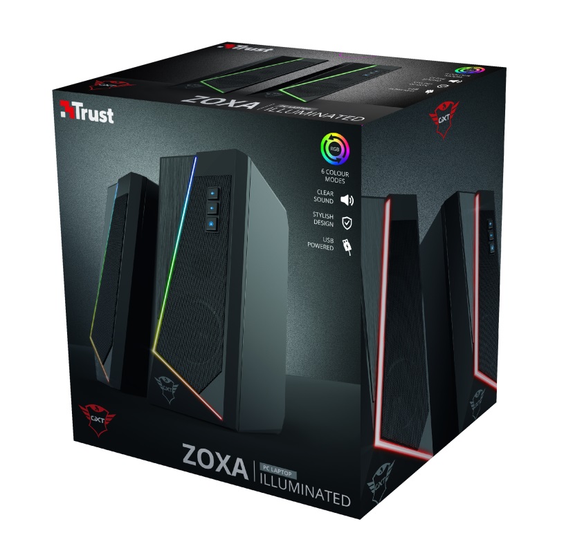 Boxe Gaming 2.0 Trust GXT 609 Zoxa, Black / 12W / 3,5 AUX / USB power photo 6