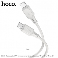 Cablu USB-C to USB-C HOCO “X101 Assistant” / 1m / Silicone / 60W / up to 3A / Gray thumbnav 2