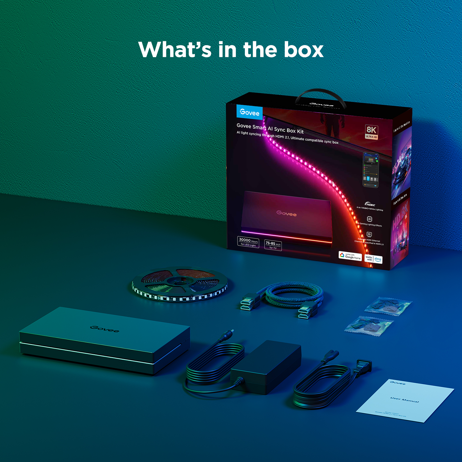 Светодиодная лента для телевизора GOVEE RGBWIC  AI Sync Box (55”-65”) photo 2