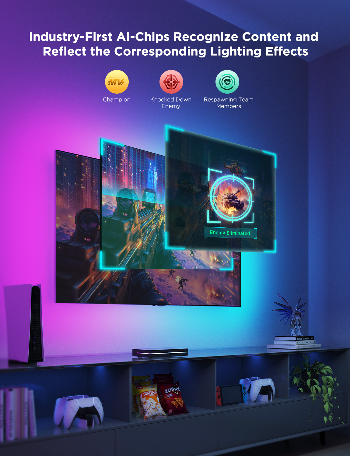 Светодиодная лента для телевизора GOVEE RGBWIC  AI Sync Box (55”-65”) photo 5