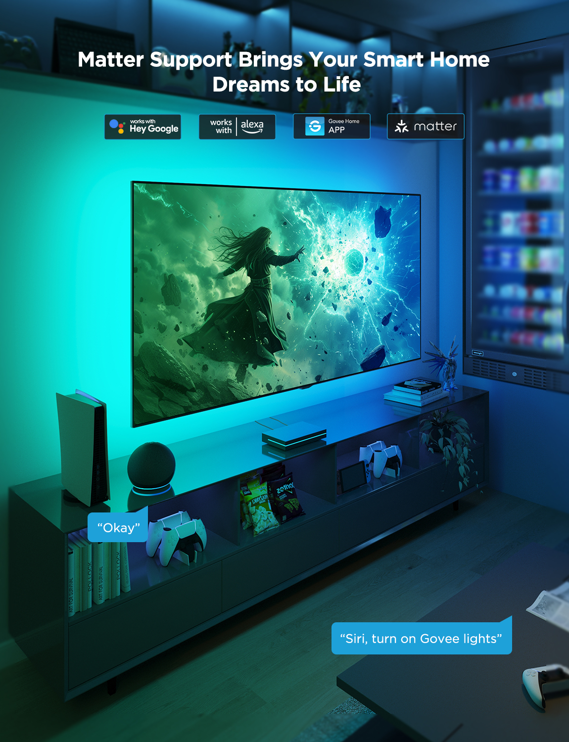 Светодиодная лента для телевизора GOVEE RGBWIC  AI Sync Box (55”-65”) photo 7