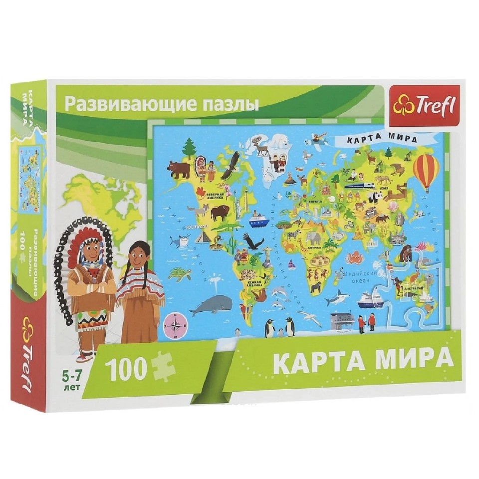 Trefl Puzzles 15527 100 Карта мира РУС photo 1