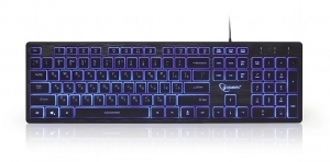 Gembird KB-UML3-01-RU Multimedia keyboard, Silent, 3-color backlight, 12 practical multimedia hotkeys, RU layout, USB, Black