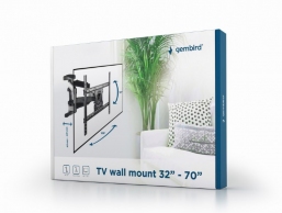 TV-Wall Mount for 32-70"- Gembird "WM-70RT-01", Rotation-Tilt, max. 40kg, Tilt -5°/+8°, Distance TV to Wall: 50 - 490 mm, max. VESA 600 x 400, Black thumbnav 2