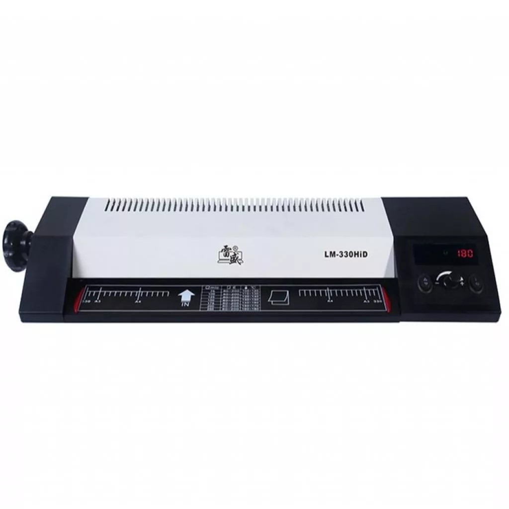 Qsmile LM330 A3, Rollers: 2(hot shoe), Reverse, Input width: 330 mm,Speed: 55 cm/min, Min Film thickness: 160(2*80) microns, Max. film thickness: 250(2*125) microns, Min Film size: Credit card size (54*86 mm), Max. Paper size: A3, Max. lam. thickness: 1 m photo 2