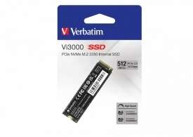 M.2 NVMe SSD 512GB Verbatim Vi3000, Interface: PCIe3.0 x4 / NVMe 1.3, M2 Type 2280 form factor, Sequential Read 3100 MB/s, Sequential Write 2100 MB/s, Random Read 150K IOPS, Random Write 100K IOPS, Phison E13T, TBW: 375TB, 3D NAND TLC