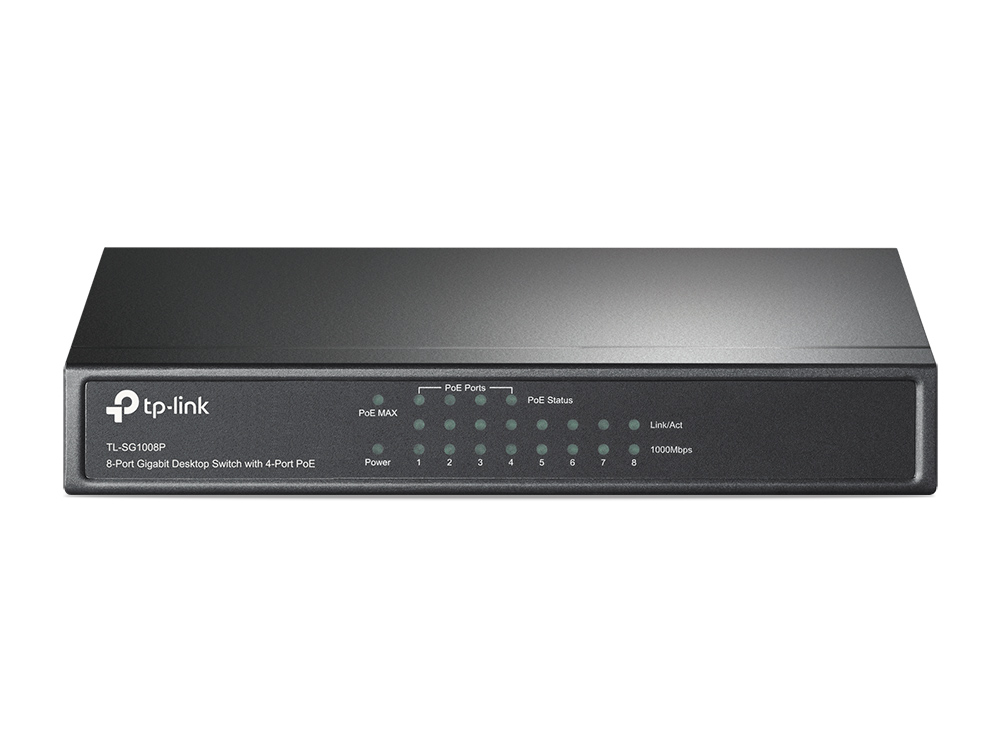 TP-LINK TL-SG1008P, 8-Port Gigabit Desktop PoE Switch, 8 Gigabit RJ45 ports including 4 PoE ports, 53W PoE Power supply, steel case photo 1 TP-LINK TL-SG1008P, 8-Port Gigabit Desktop PoE Switch, 8 Gigabit RJ45 ports including 4 PoE ports, 53W PoE Power supply, steel case photo 1