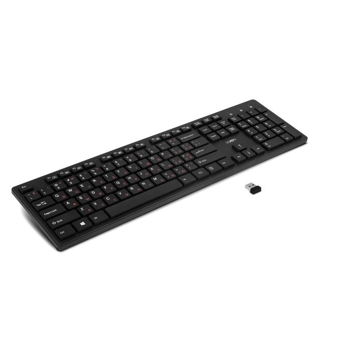 SVEN KB-E5900W, Wireless Keyboard, 107 keys, slim compact design, low-profile keys with smooth stroke, Nano receiver, USB, Black, Rus/Ukr/Eng photo 1