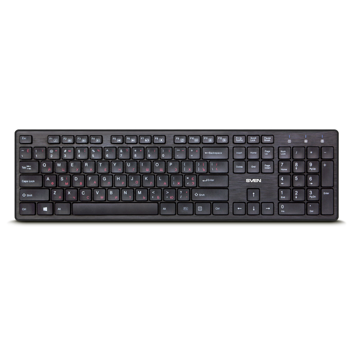SVEN KB-E5900W, Wireless Keyboard, 107 keys, slim compact design, low-profile keys with smooth stroke, Nano receiver, USB, Black, Rus/Ukr/Eng photo 4