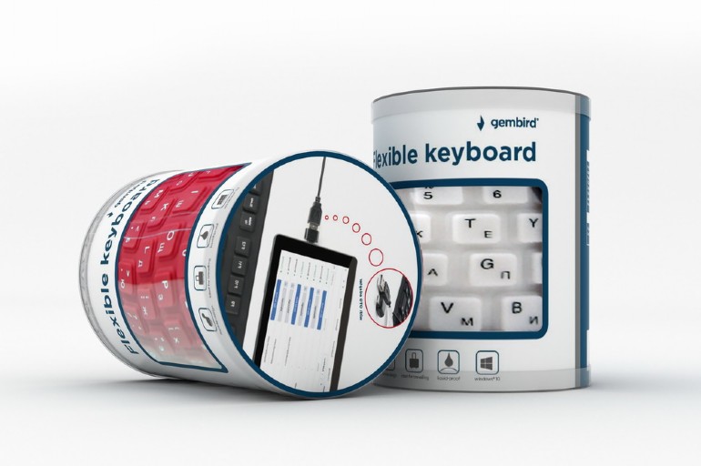 Gembird KB-109F-B, Flexible keyboard, USB, OTG adapter, black color, US layout photo 3