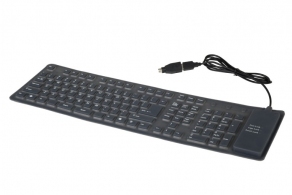 Gembird KB-109F-B, Flexible keyboard, USB, OTG adapter, black color, US layout thumbnav 1