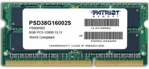 8GB DDR3-1600 SODIMM  PATRIOT Signature Line, PC12800, CL11, 2 Rank, Double-sided module, 1.5V thumbnav 1
