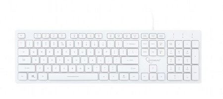 Gembird KB-UML3-01-W-RU Multimedia keyboard, Silent, 3-color backlight, 12 practical multimedia hotkeys, RU layout, USB, White photo 1