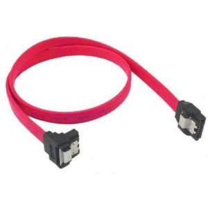 SATA Data Cable - 0.8m - Cablexpert CC-SATAM-DATA90-0.8M, Serial ATA III 50cm data cable with 90 degree bent connector, bulk packing, metal clips with 90 degree bent connector