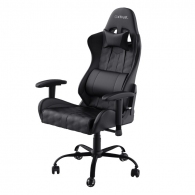 Trust Gaming Chair GXT 708 Resto - Black, Height adjustable armrests, Class 4 gas lift, 90°-180° adjustable backrest, Strong and robust metal base frame, Including removable and adjustable lumbar and neck cushion, Durable double wheels, up to 150kg thumbnav 1