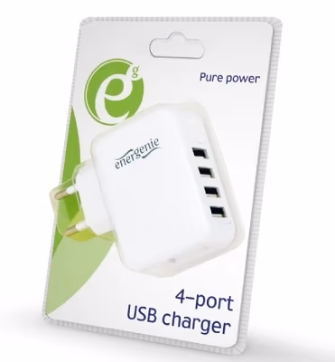 USB Charger  Gembird GMB EG-U4AC-02, 4x USB - 5V/ 3.1A, Input: 110/240V, Black