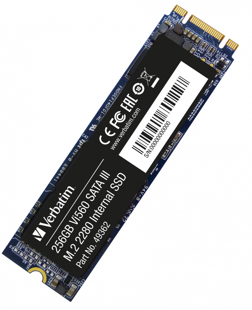 M.2 SATA SSD 256GB Verbatim Vi560 S3, SATA 6Gb/s, M.2 Type 2280 form factor, Sequential Reads: 560 MB/s, Sequential Writes: 460 MB/s, Max Random 4k: Read: 102,000 IOPS / Write: 80,000 IOPS, Phison Controller, 3D NAND TLC photo 1 M.2 SATA SSD 256GB Verbatim Vi560 S3, SATA 6Gb/s, M.2 Type 2280 form factor, Sequential Reads: 560 MB/s, Sequential Writes: 460 MB/s, Max Random 4k: Read: 102,000 IOPS / Write: 80,000 IOPS, Phison Controller, 3D NAND TLC photo 1