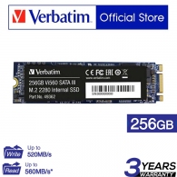 M.2 SATA SSD 256GB  Verbatim Vi560 S3, SATA 6Gb/s, M.2 Type 2280 form factor, Sequential Reads: 560 MB/s, Sequential Writes: 460 MB/s, Max Random 4k: Read: 102,000 IOPS / Write: 80,000 IOPS, Phison Controller, 3D NAND TLC thumbnav 2