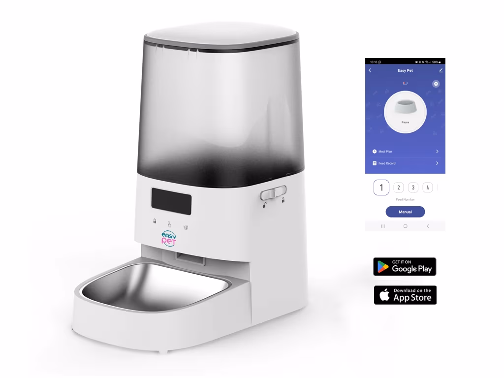 Dispenser pentru hrana automat pentru animalele de companie Easy Pet IMPDA201/ 5L pentru caini si pisici cu Wi-Fi si App (Tuya Smart) 