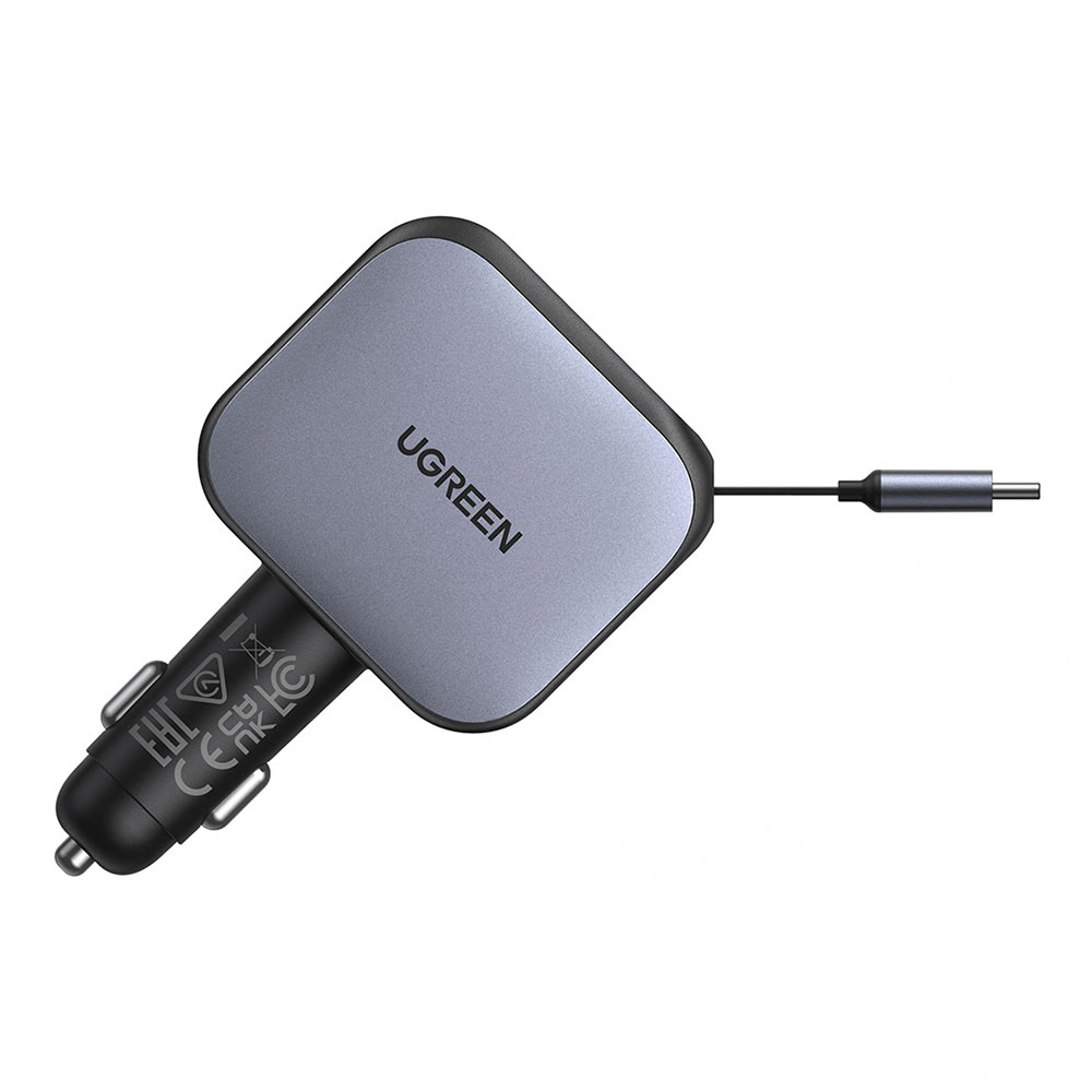 Зарядное устройство авто. для телефона Ugreen 60W USB-A + Type-C Retractable Cable EC602 photo 3