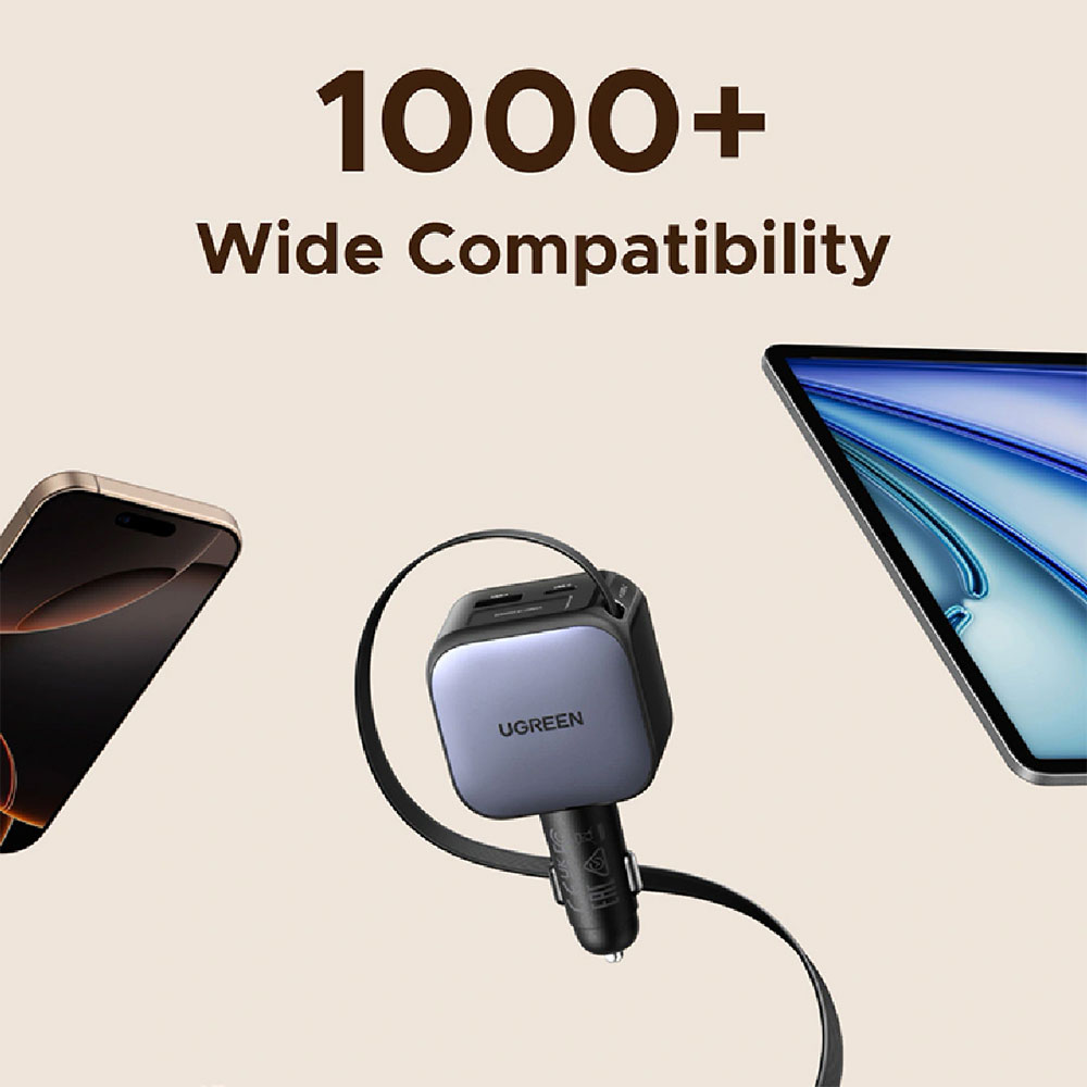 Зарядное устройство авто. для телефона Ugreen 60W USB-A + Type-C Retractable Cable EC602 photo 9