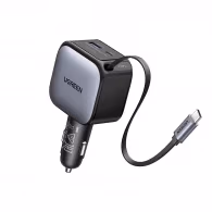 Зарядное устройство авто. для телефона Ugreen 60W USB-A + Type-C Retractable Cable EC602