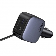 Зарядное устройство авто. для телефона Ugreen 60W USB-A + Type-C Retractable Cable EC602 thumbnav 2