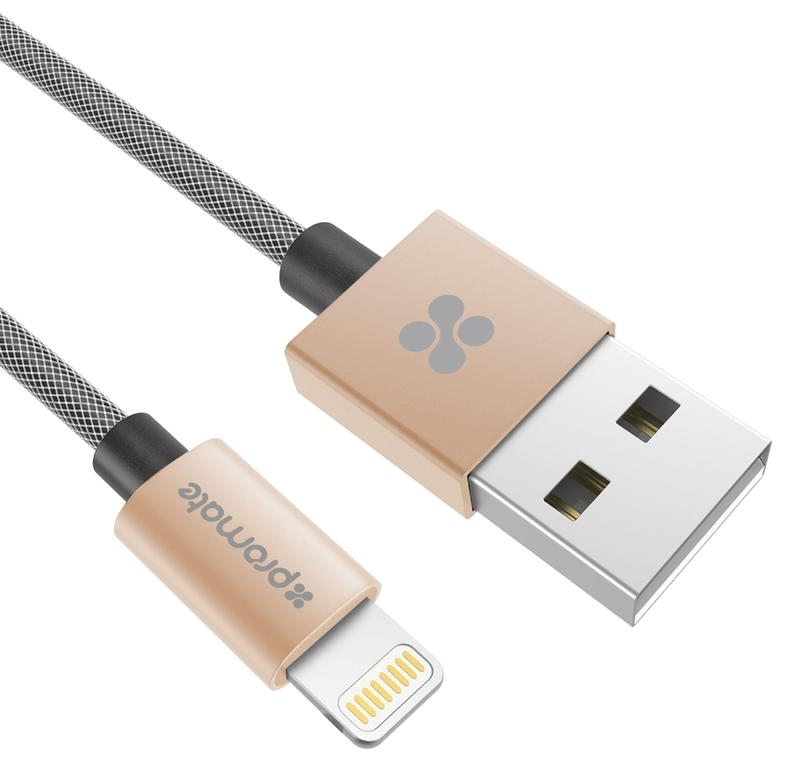 Кабель USB-A - Lightning Promate LINKMATE-LTF2. 2 /2м /Золотой photo 2