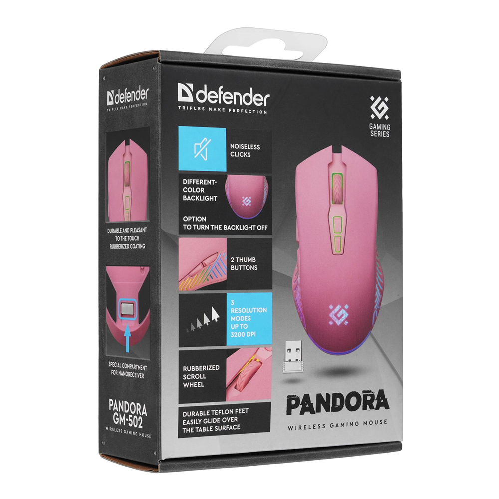 Беспроводная мышь Defender Pandora GM-502 Pink 52501 Розовый / Оптическая / Розовый photo 7