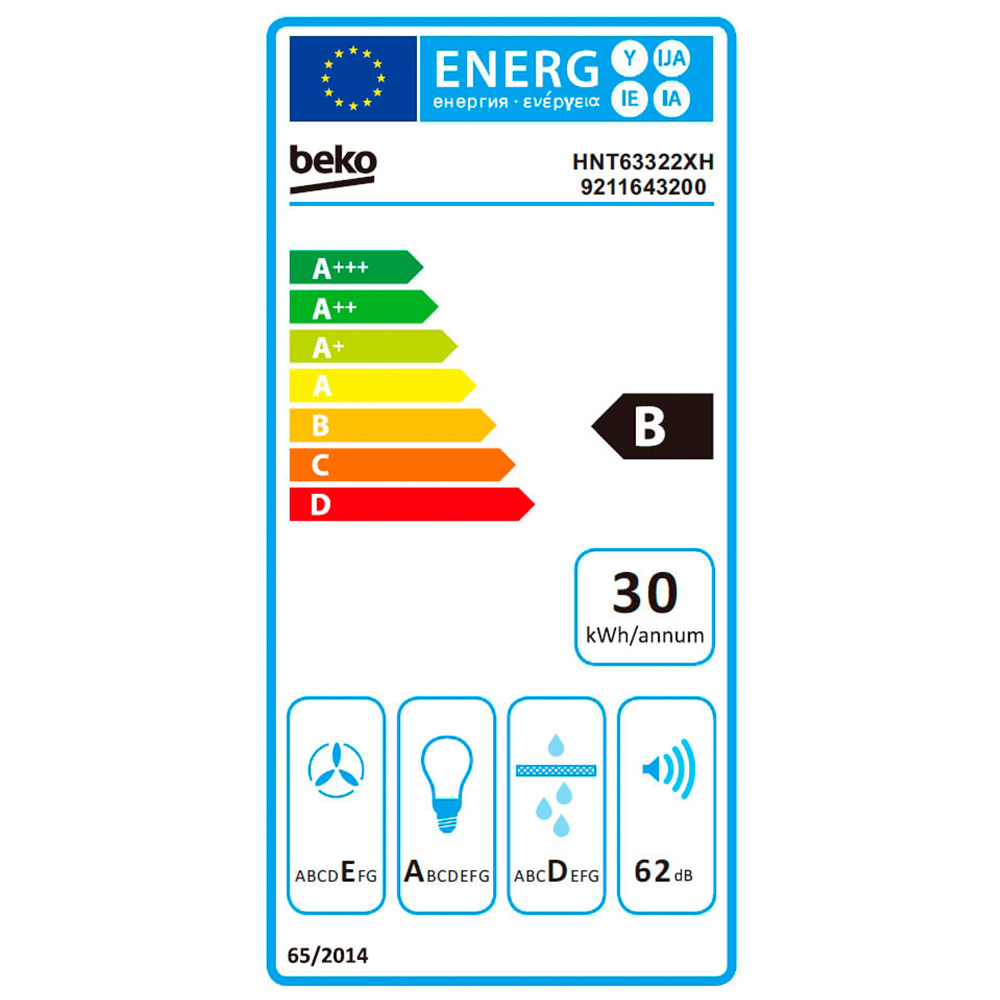 Вытяжка Beko HNT63322X / Телескопическая / До 12 кв.м / Нержавеющая сталь photo 7