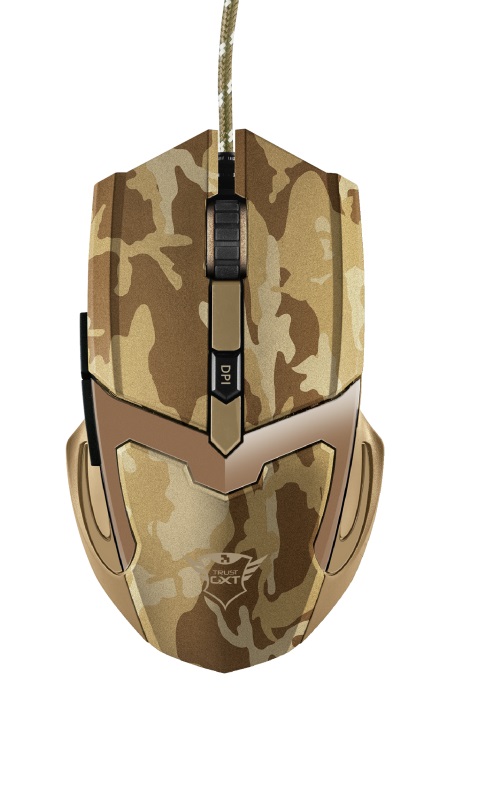 Trust Gaming GXT 101D GAV Mouse - Camo Brown, 600 - 4800 dpi, 6 button, Ergonomic & comfortable design, 1,8 m USB photo 1