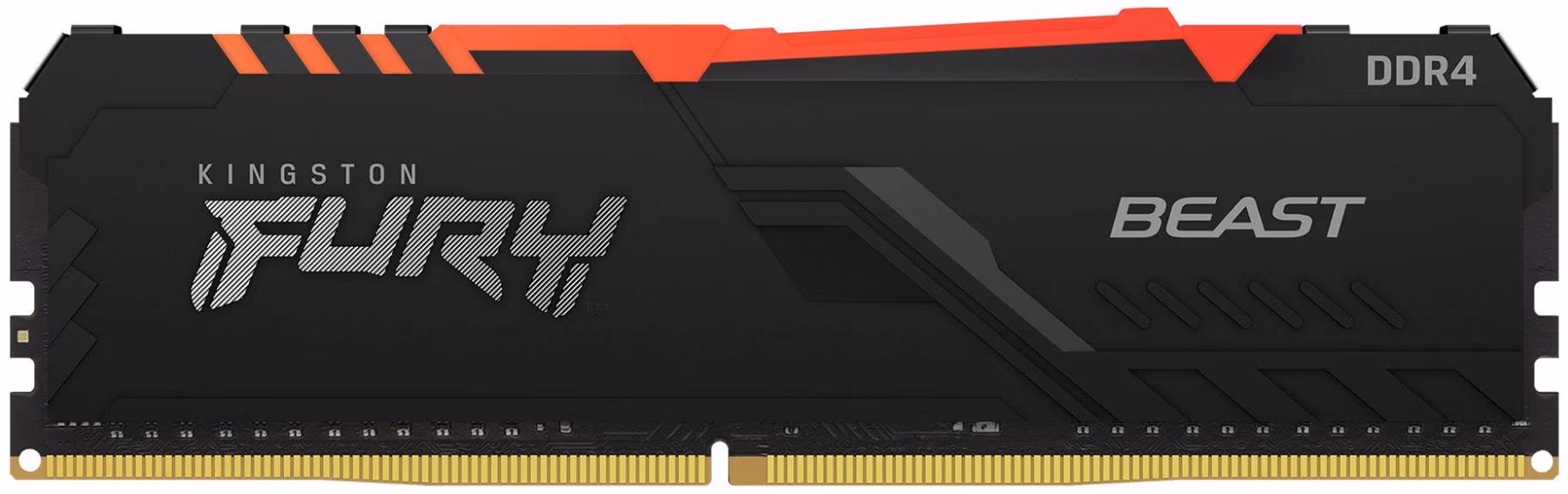 8GB DDR4-2666  Kingston FURY® Beast DDR4 RGB, PC21300, CL16, 1.2V,  Auto-overclocking, Asymmetric BLACK low-profile heat spreader, Dynamic RGB effects featuring Kingston FURY Infrared Sync technology, Intel XMP Ready (Extreme Memory Profiles)