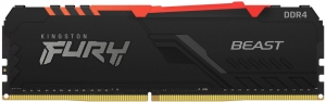 8GB DDR4-2666  Kingston FURY® Beast DDR4 RGB, PC21300, CL16, 1.2V,  Auto-overclocking, Asymmetric BLACK low-profile heat spreader, Dynamic RGB effects featuring Kingston FURY Infrared Sync technology, Intel XMP Ready (Extreme Memory Profiles) thumbnav 1