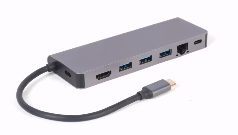 Adaptor Multiport Gembird A-CM-COMBO5-05/ USB-C/ 3xUSB-A/ 1xUSB-C (PD 100W)/ HDMI/ RJ45/ SD