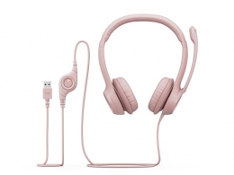 Наушники Logitech USB H390, Rose thumbnav 5