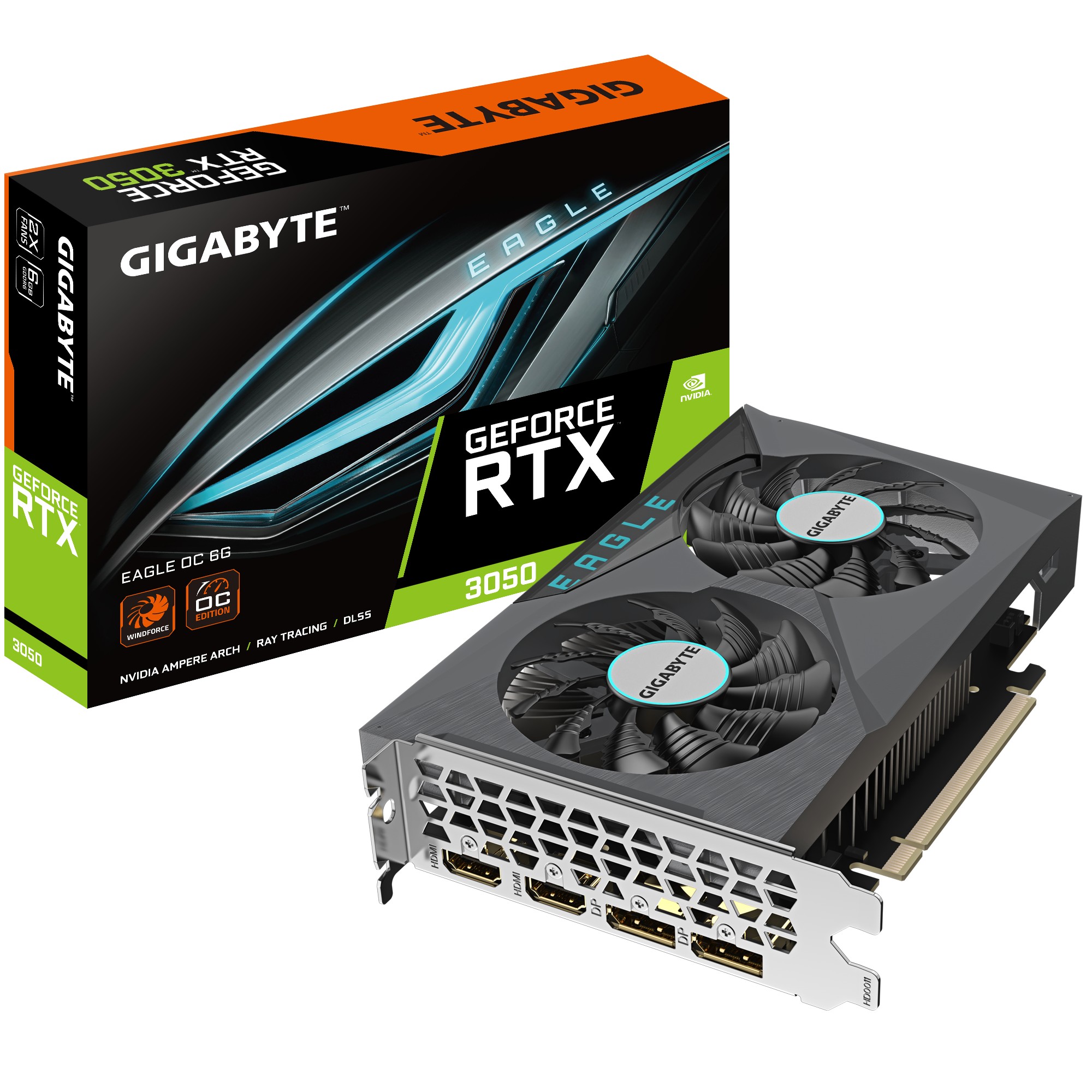 Видеокарта GIGABYTE GeForce RTX 3050 EAGLE OC 6G / 6GB / GDDR6 / 96Bit photo 1