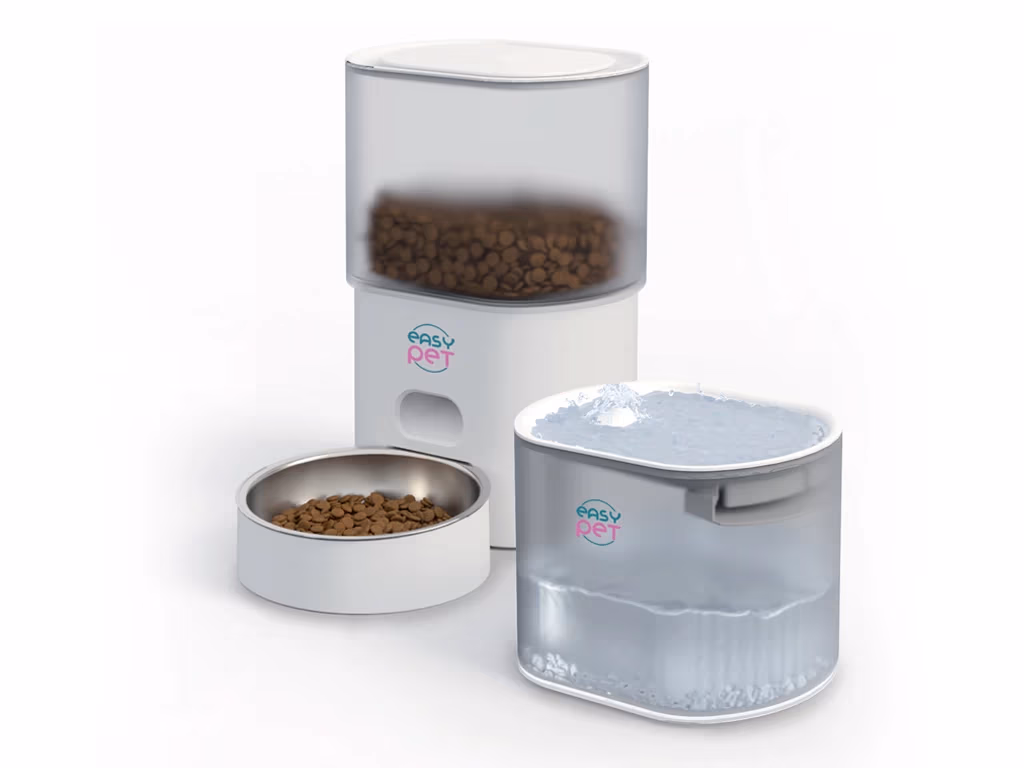 Dispenser pentru hrana automat pentru animalele de companie 3L + Dispenser de apa potabila 2.5L Easy Pet IMPDAF1 