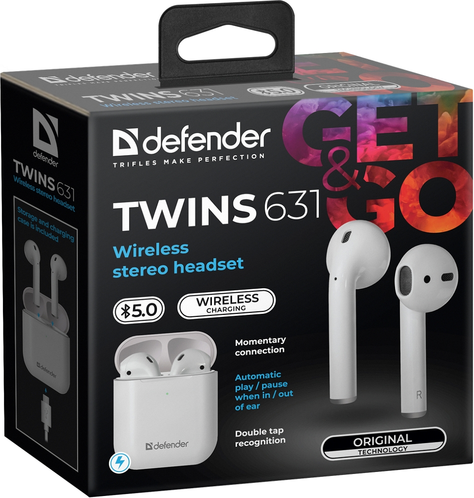 Наушники Defender Twins 631 Белый Беспроводные / Дом и Офис / Белый photo 7