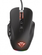 Trust Gaming GXT 970 Morfix Customisable Mouse, 200 - 6400 dpi, Up to 14 programmable buttons, 4 magnetically interchangeable side, 2 left-side plates with 3 or 9-button configurations, Fully adjustable RGB lighting, Braided cable 1,8 m USB, Black thumbnav 1